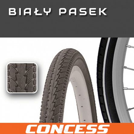 Opona 700x35C P1024 czarna pasek biały  CONCESS