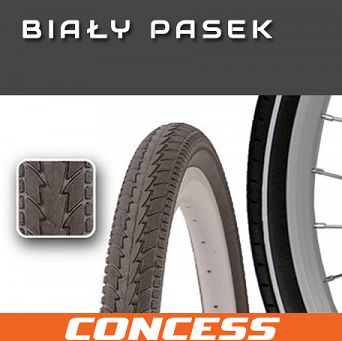 Opona 700x35C P1024 czarna pasek biały  CONCESS